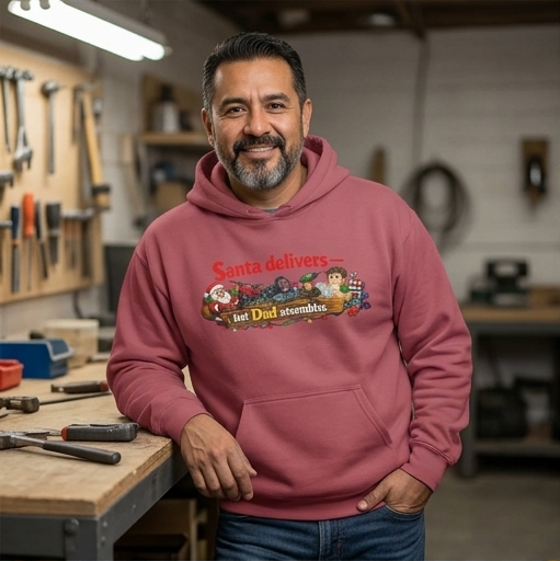 Santa's Easy Job - Dad's Assembly Hell | Garment-Dyed Hoodie — AttitudeShirts
