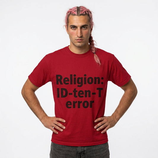 Color: Red | Religion ID-Ten-T error(2) Unisex Garment-Dyed T-shirt