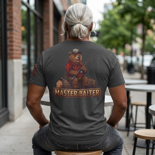 Color: Dark Heather | Bear Master Baiter Premium Graphic Tee