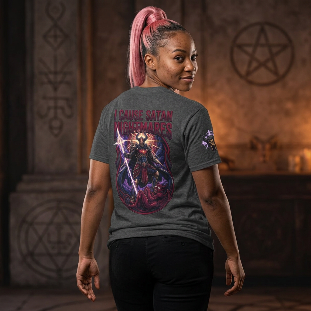 Color: Dark Heather | I Cause Satan Nightmares Premium Graphic Tee
