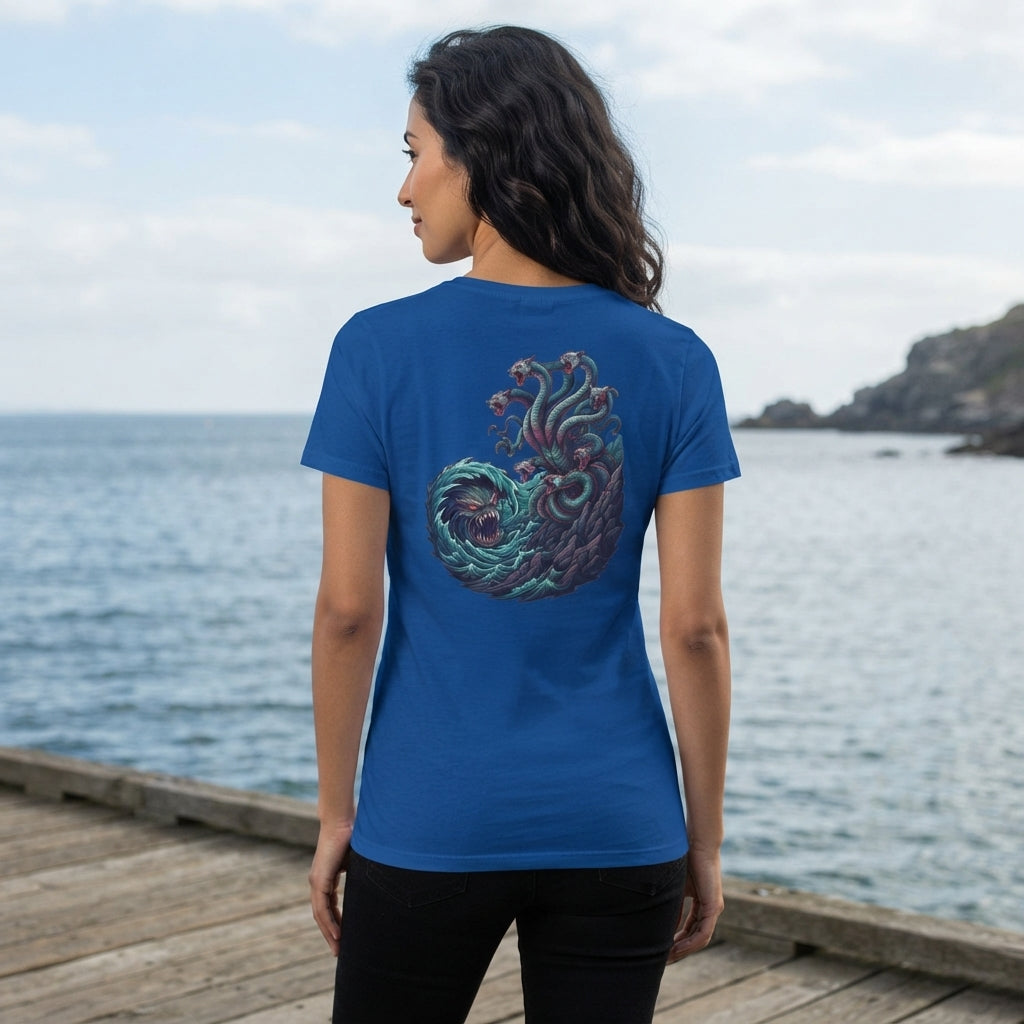 Color: Royal | Charybdis and Scylla (Greek Mythology) Women's Tee