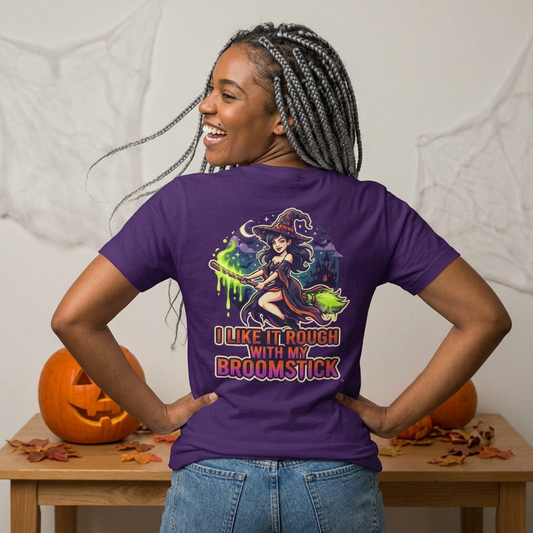 Color: Purple | I Like It Rough With My Broomstick Women's Tee