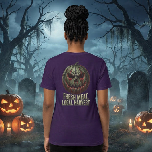 Color: Purple | Fresh Meat, Local Harvest Women's Tee