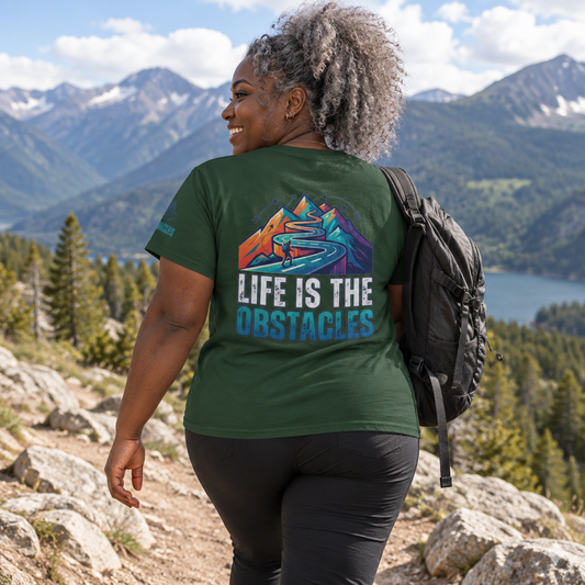 Color: Forest Green | Life Is The Obstacles Premium Graphic Tee