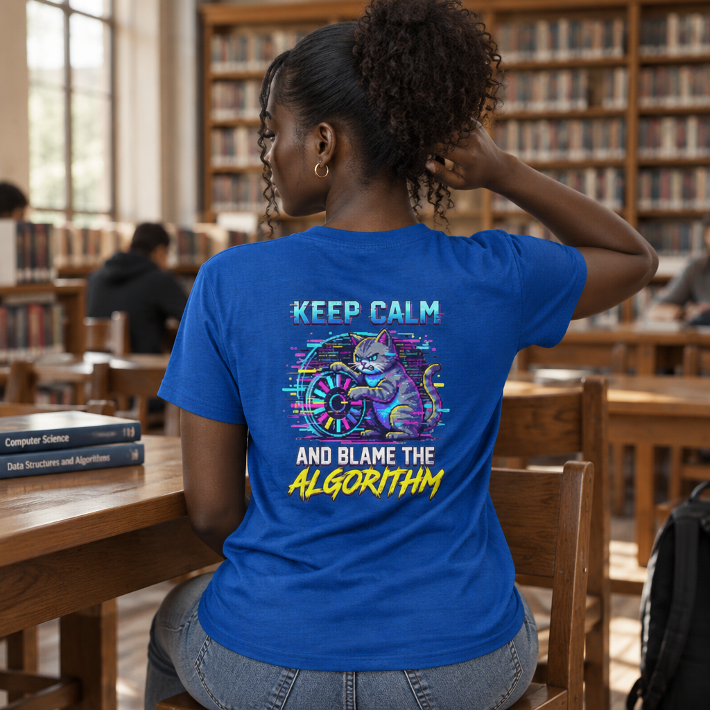 Color: Royal | Keep Calm And Blame The Algorithm Women's Tee