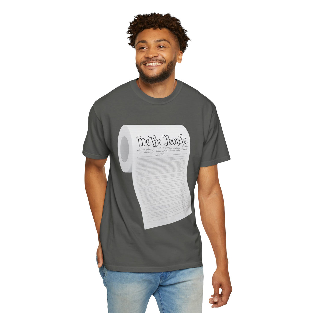 Color: Pepper | Toilet Paper Constitution  Unisex Garment-Dyed T-shirt