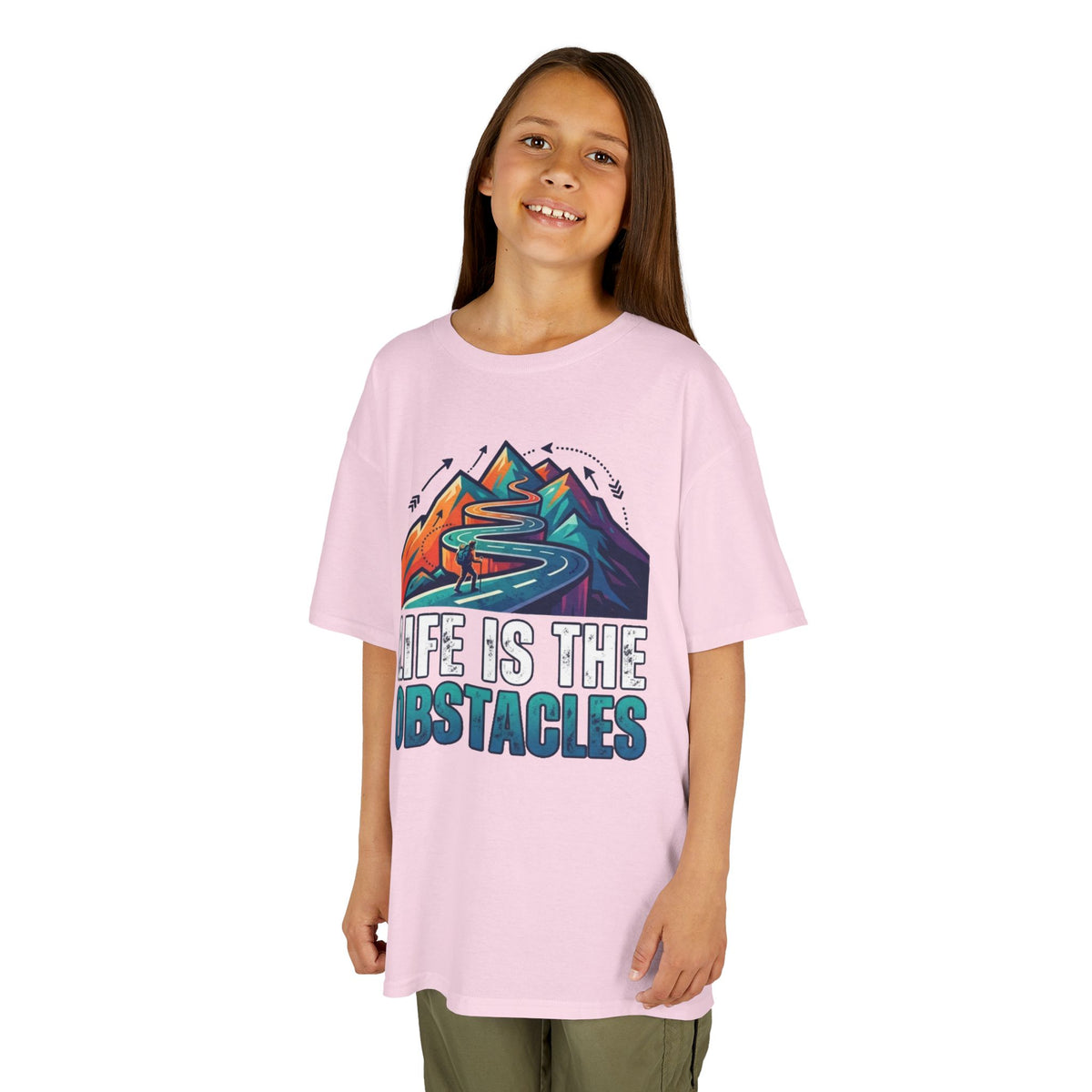Color: Light Pink | Life Is The Obstacles Kids Tee