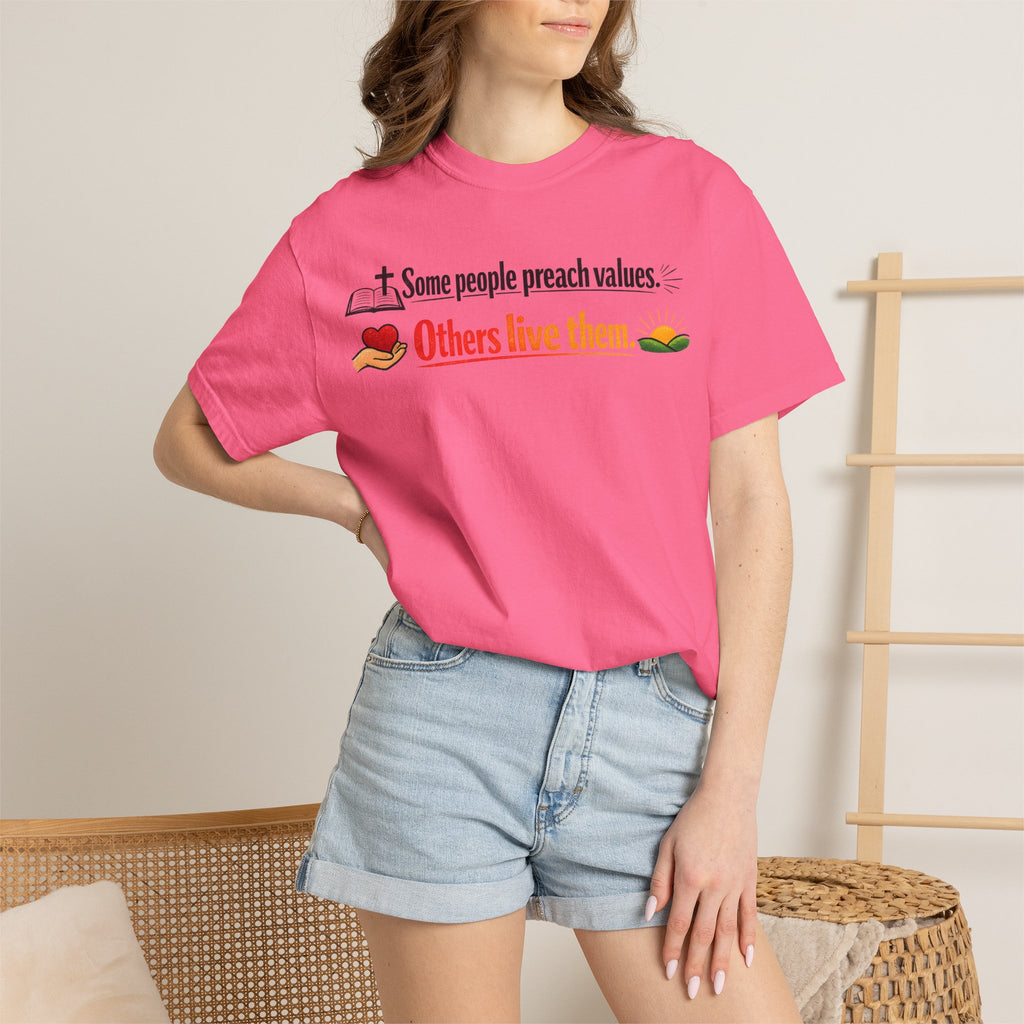 "Actions Over Sermons" Unisex Garment-Dyed T-shirt