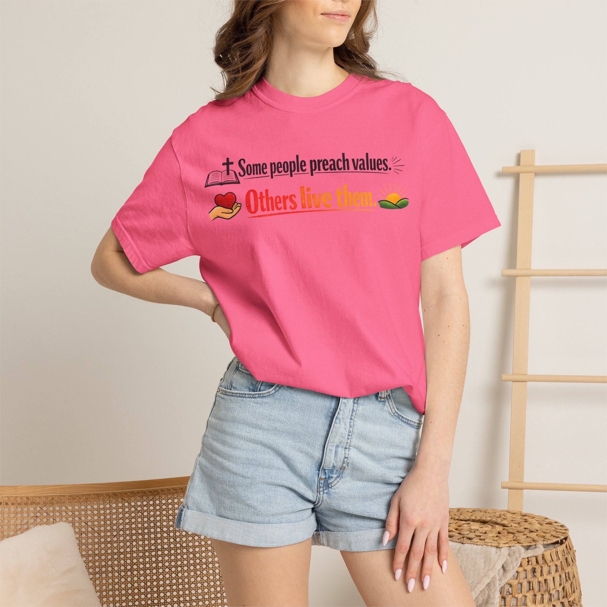"Actions Over Sermons" Unisex Garment-Dyed T-shirt
