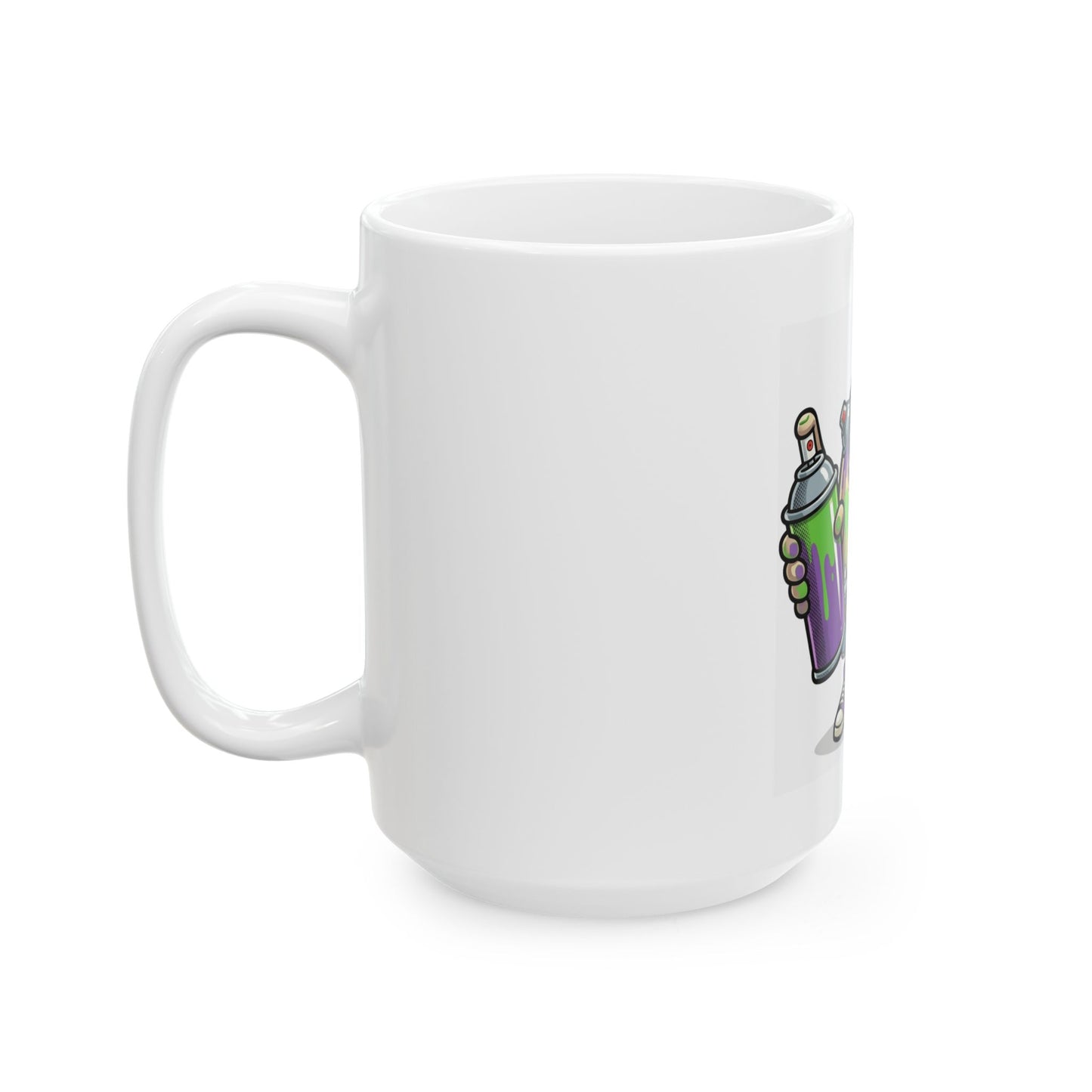 "Graffiti" White Ceramic Mug