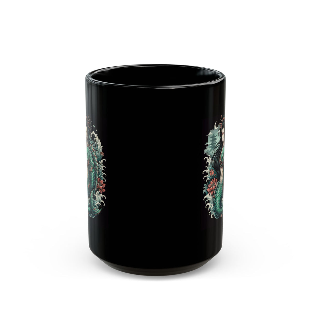"Ningyo (Japanese Folklore)" Black Ceramic Mug
