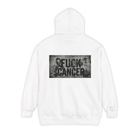 Color: White | Cancer Can Fuck Right Off | Garment-Dyed Hoodie — AttitudeShirts