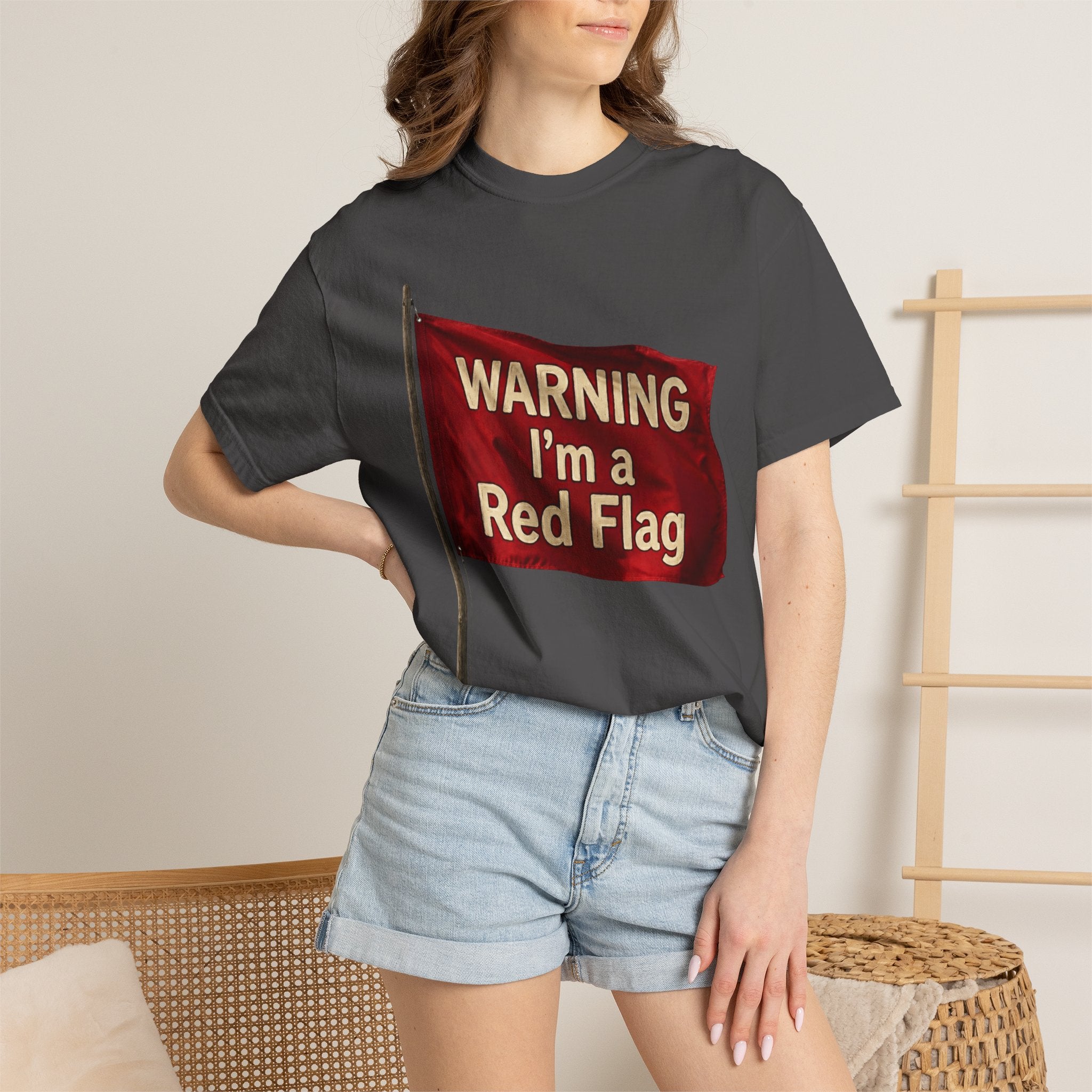 "Warning I'm A Red Flag" Unisex Garment-Dyed Tee
