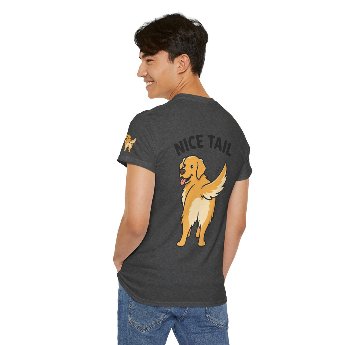 Color: Dark Heather | Nice Tail Premium Graphic Tee