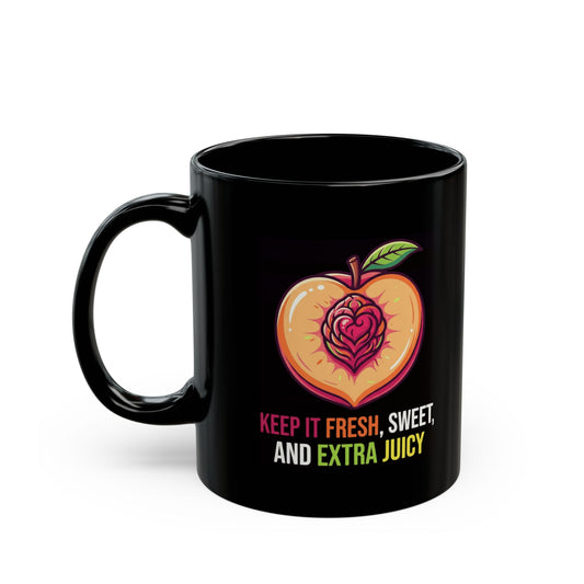 "Warm Sweet Juicy" Black Ceramic Mug