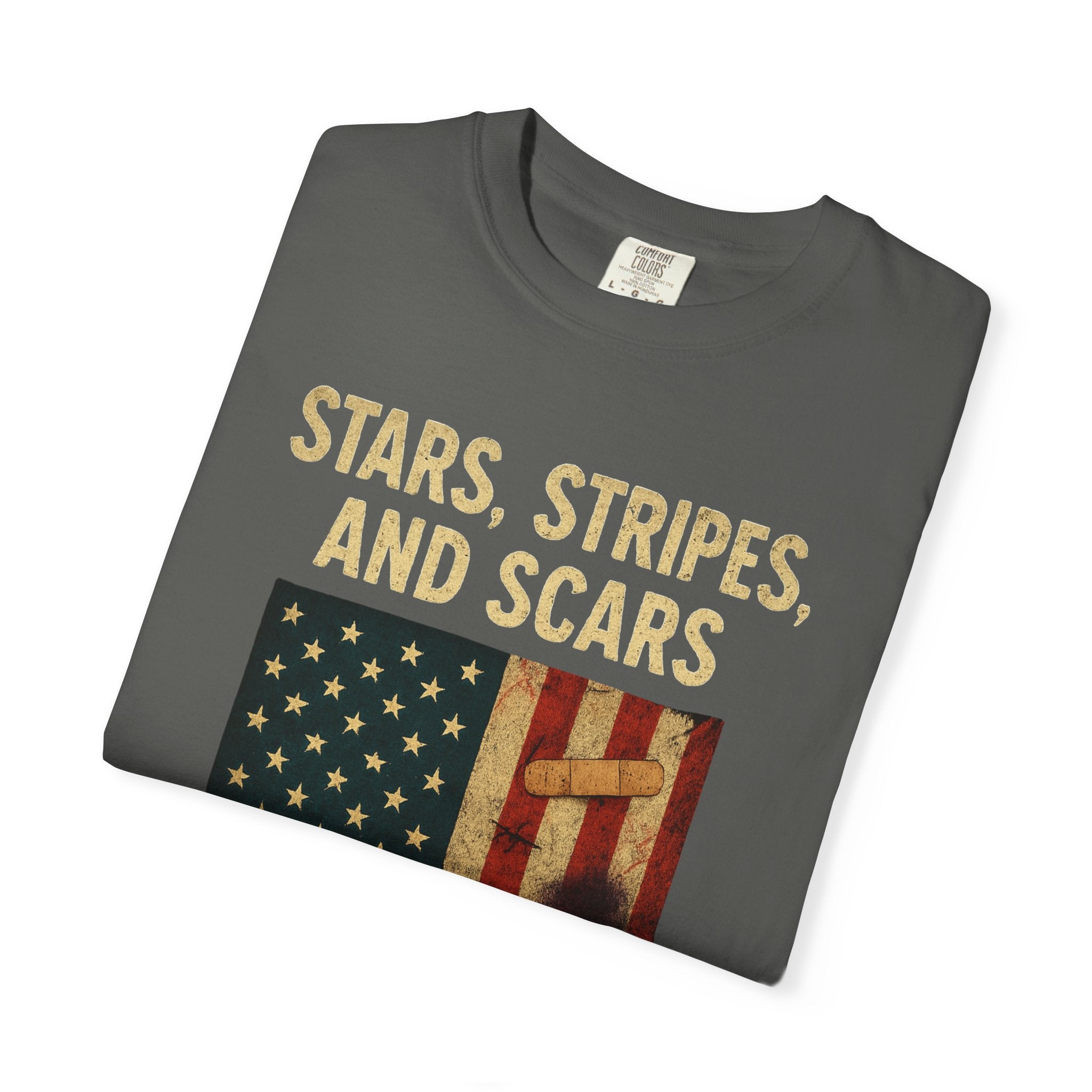 "STARS, STRIPES, AND SCARS" Unisex Garment-Dyed T-shirt