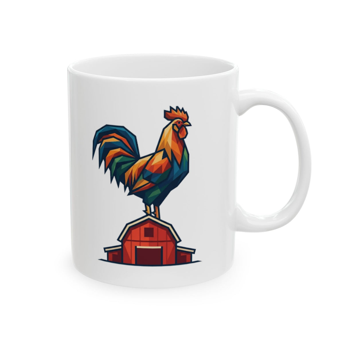 "Barnyard Rooster" White Ceramic Mug