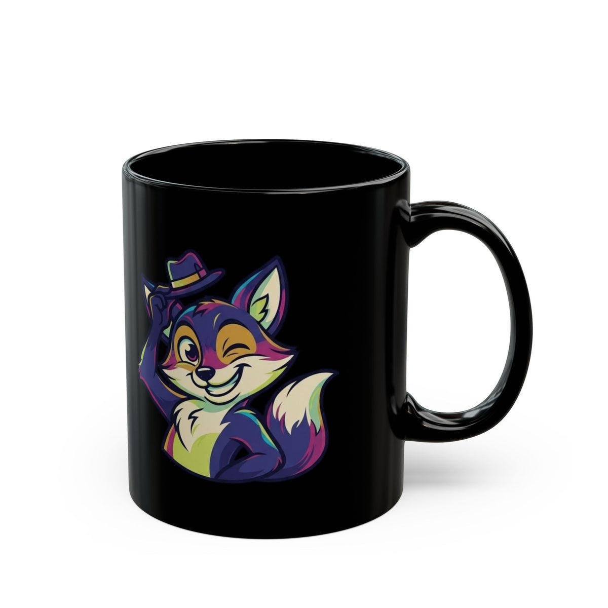 "Mischievous" Black Ceramic Mug — Graphic