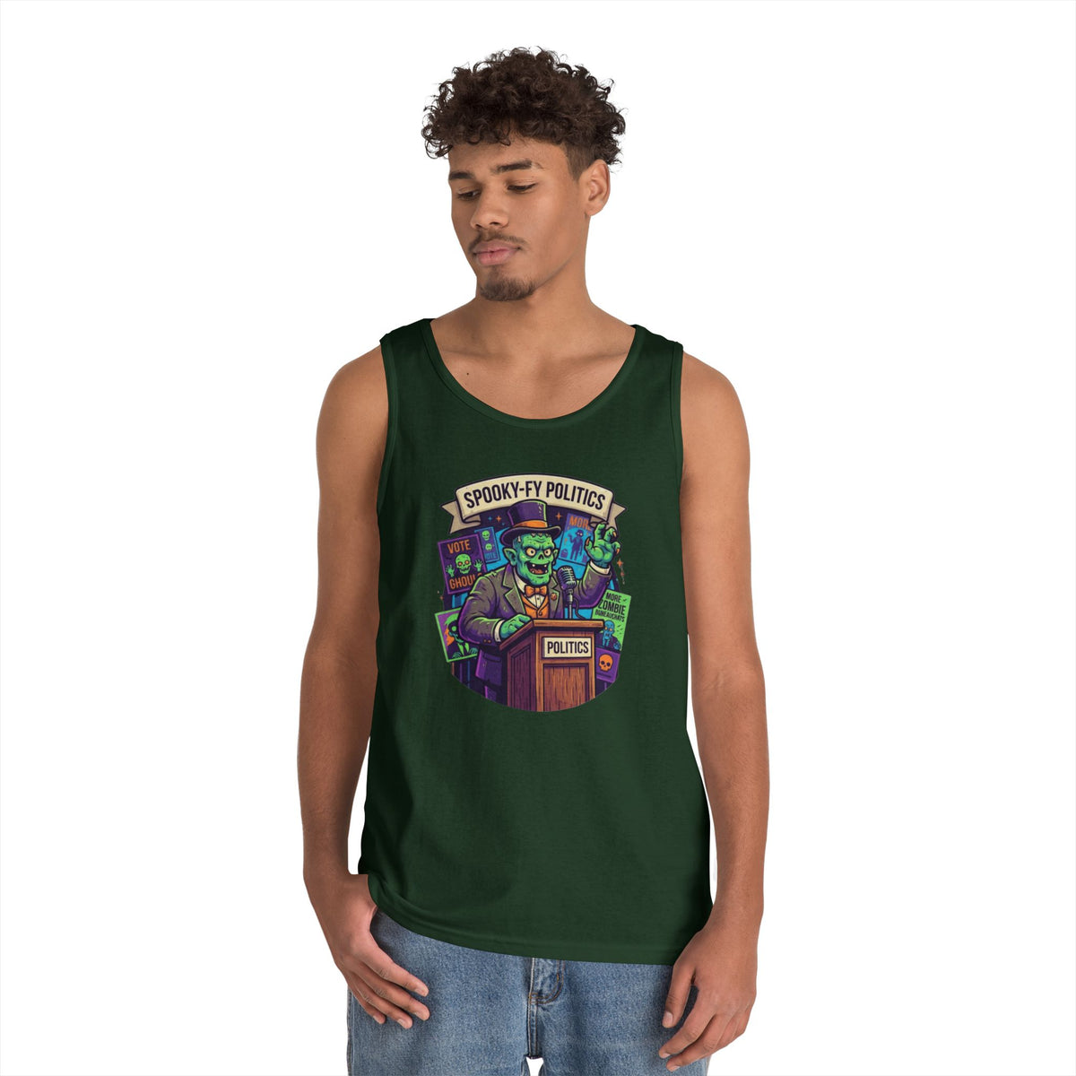Color: Forest Green | Spooky-Fy Politics Tank Top