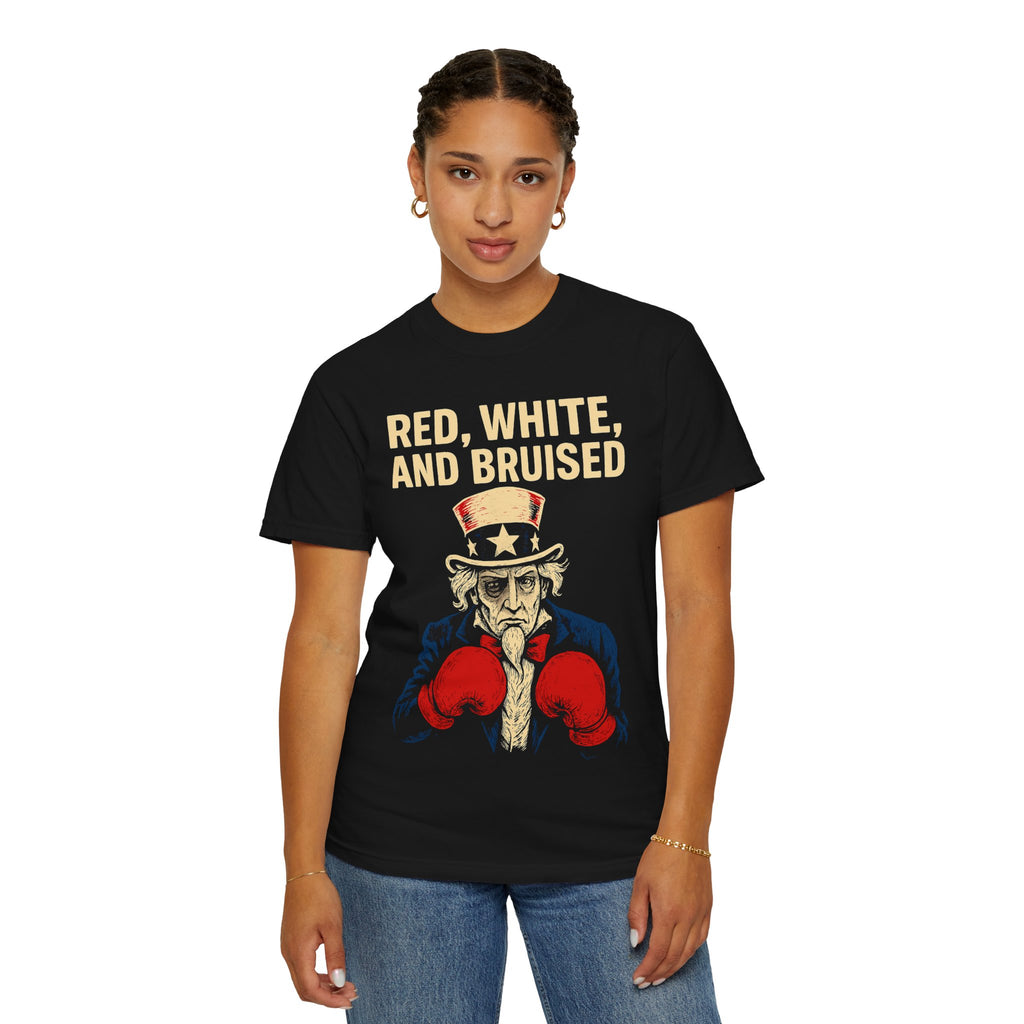 "RED, WHITE, AND BRUISED" Unisex Garment-Dyed T-shirt