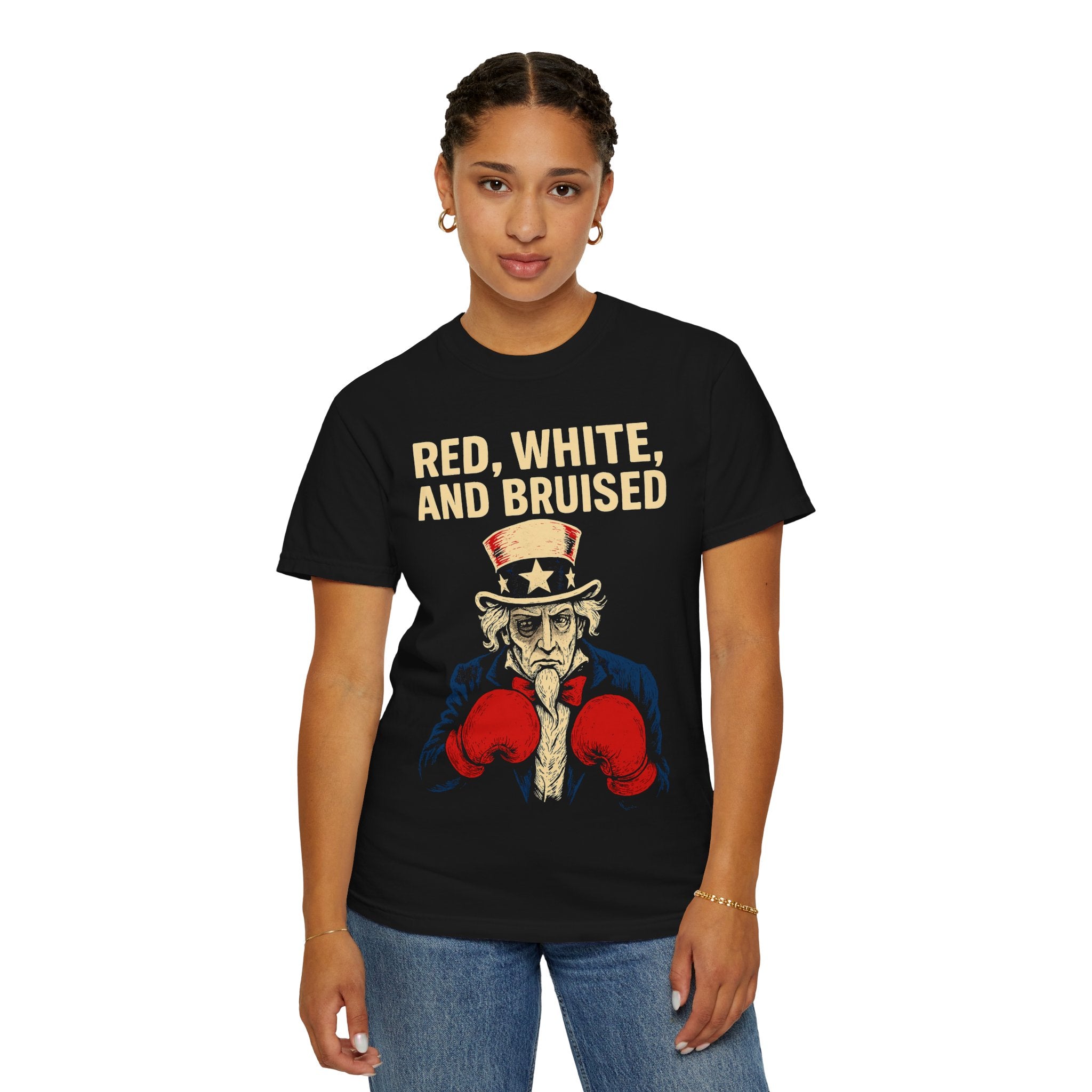 "RED, WHITE, AND BRUISED" Unisex Garment-Dyed T-shirt