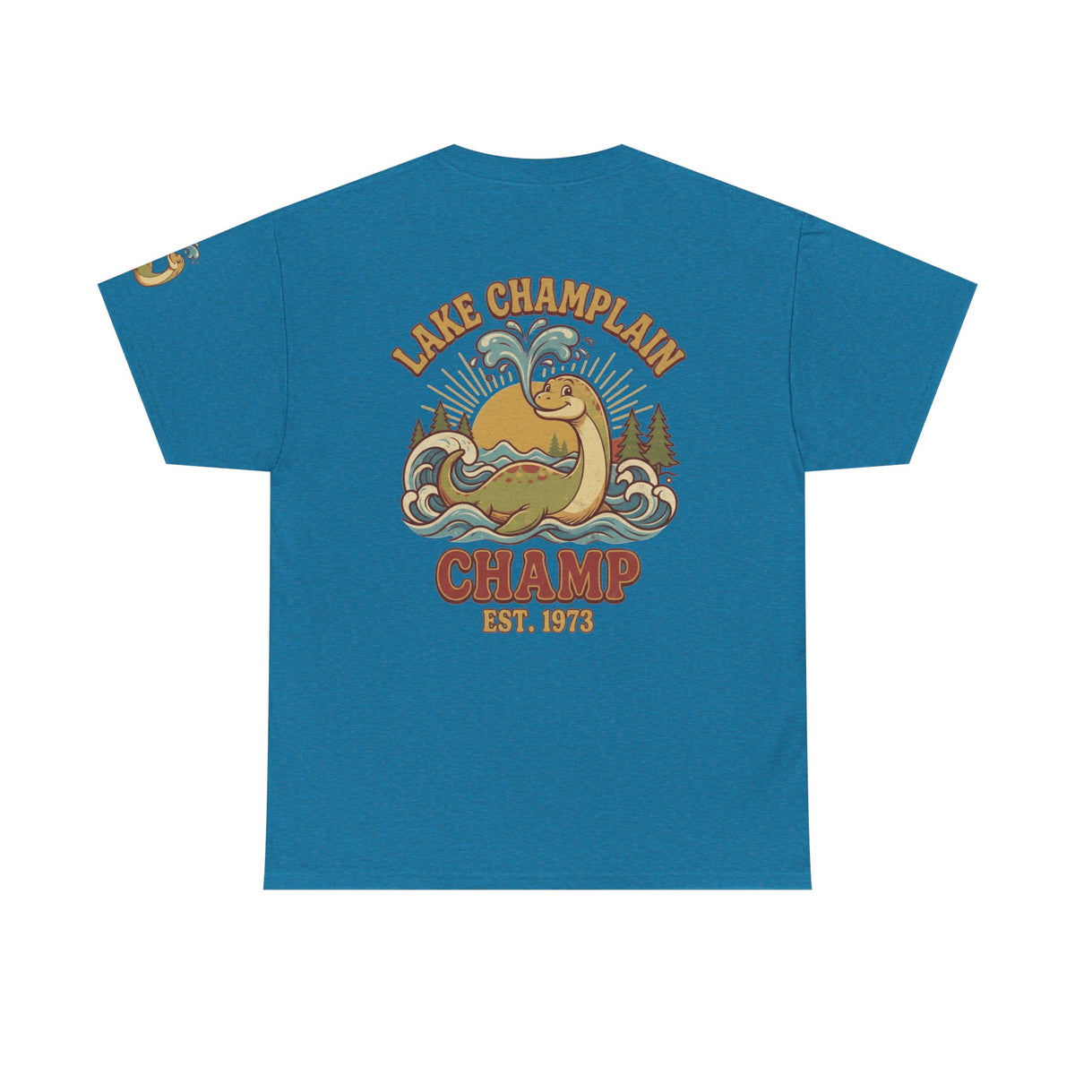 Color: Antique Sapphire | Champ (Lake Champlain) Premium Graphic Tee