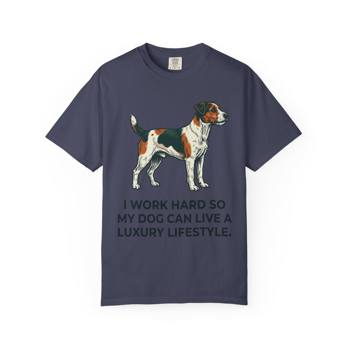 Color: Denim | I Work Hard -1 Unisex Garment-Dyed T-shirt