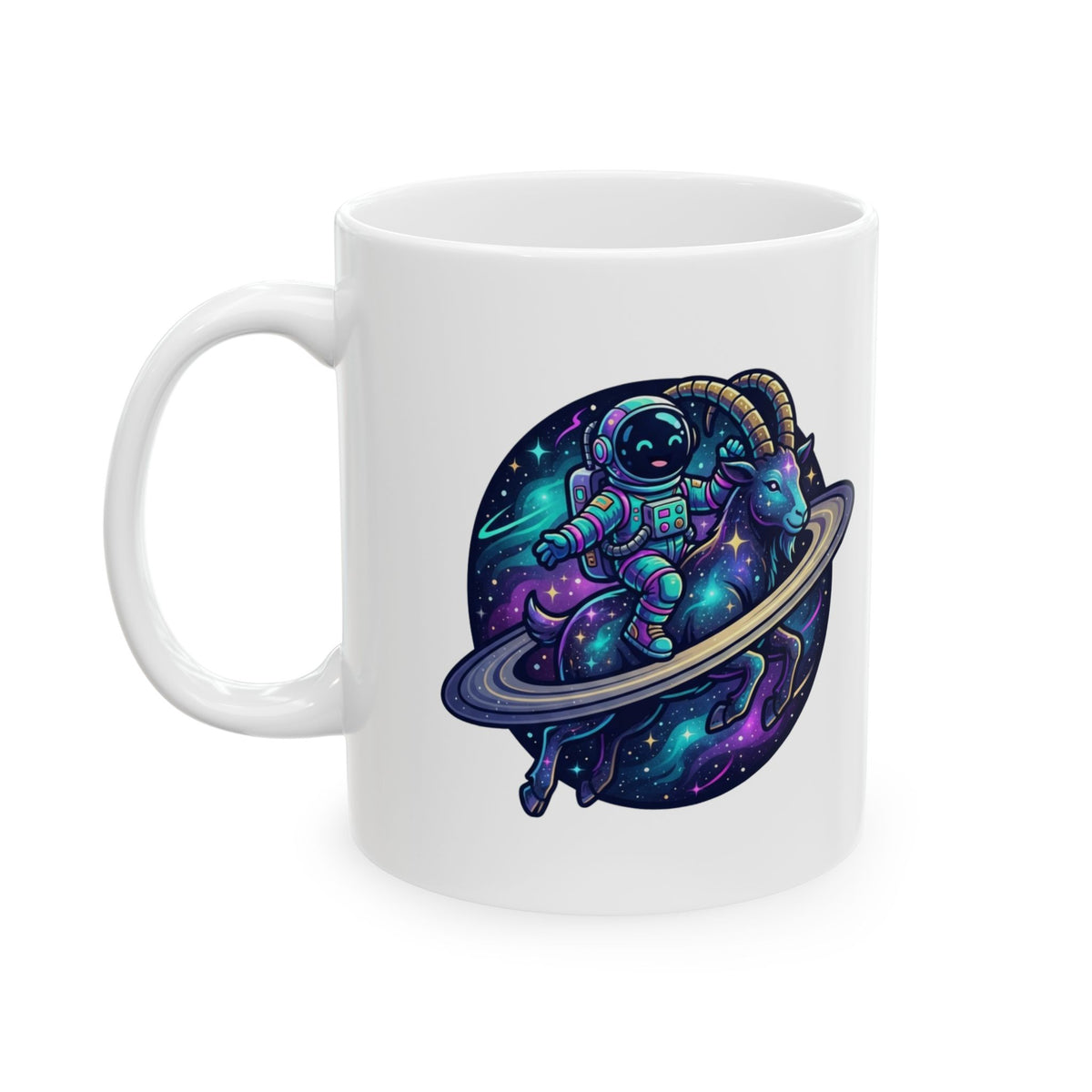 "Space Explorer Capricorn" White Ceramic Mug