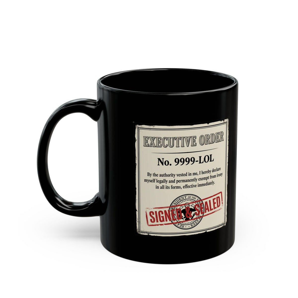 "Irony Free" Black Ceramic Mug