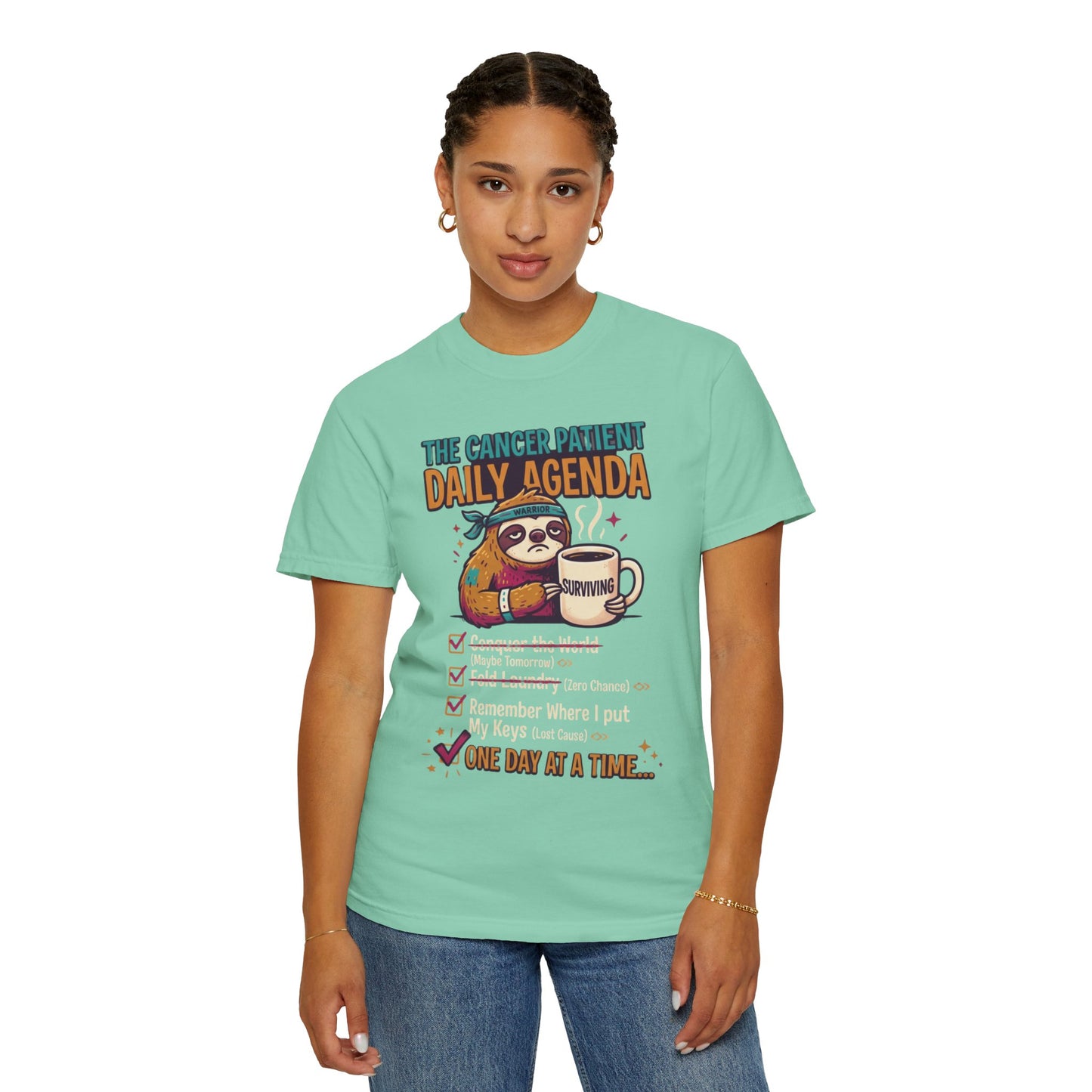 "Cancer One Day At A Time" Unisex Garment-Dyed Tee
