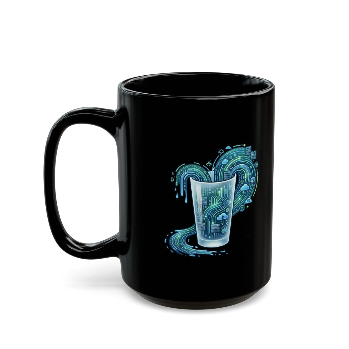"Glass of Data" Black Ceramic Mug