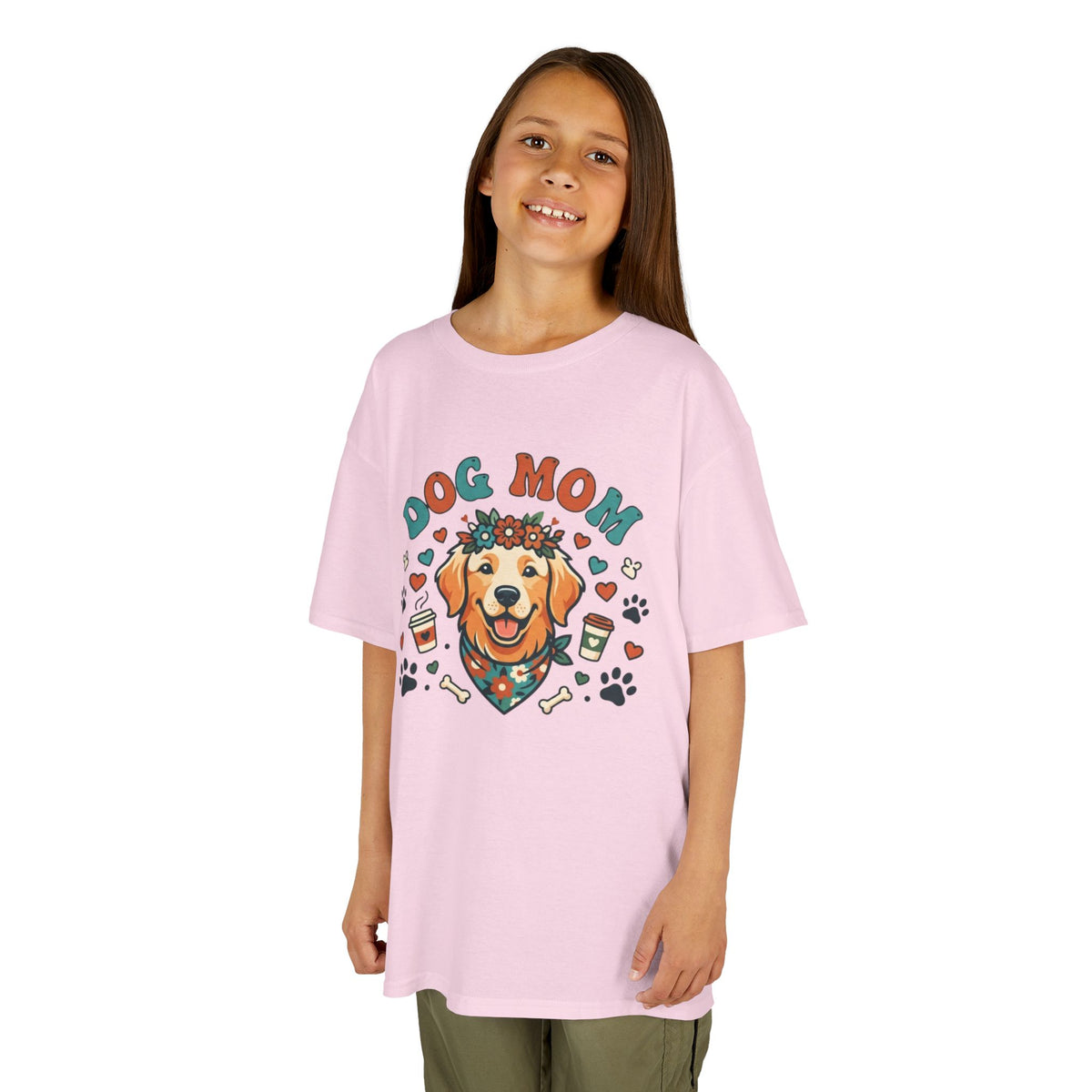 Color: Light Pink | Dog Mom Kids Tee