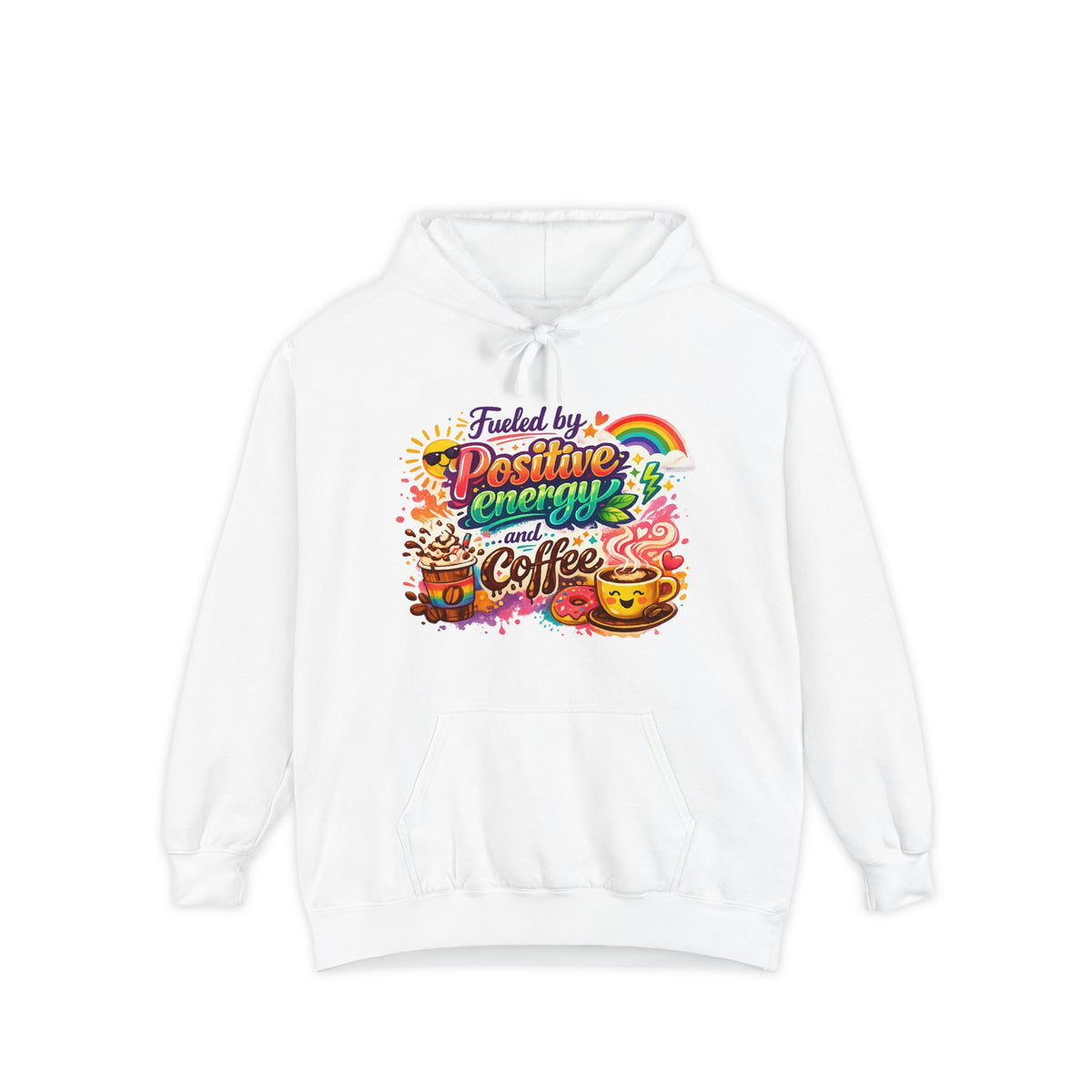 Color: White | Fueled by Coffee (And Spite) | Garment-Dyed Hoodie — AttitudeShirts