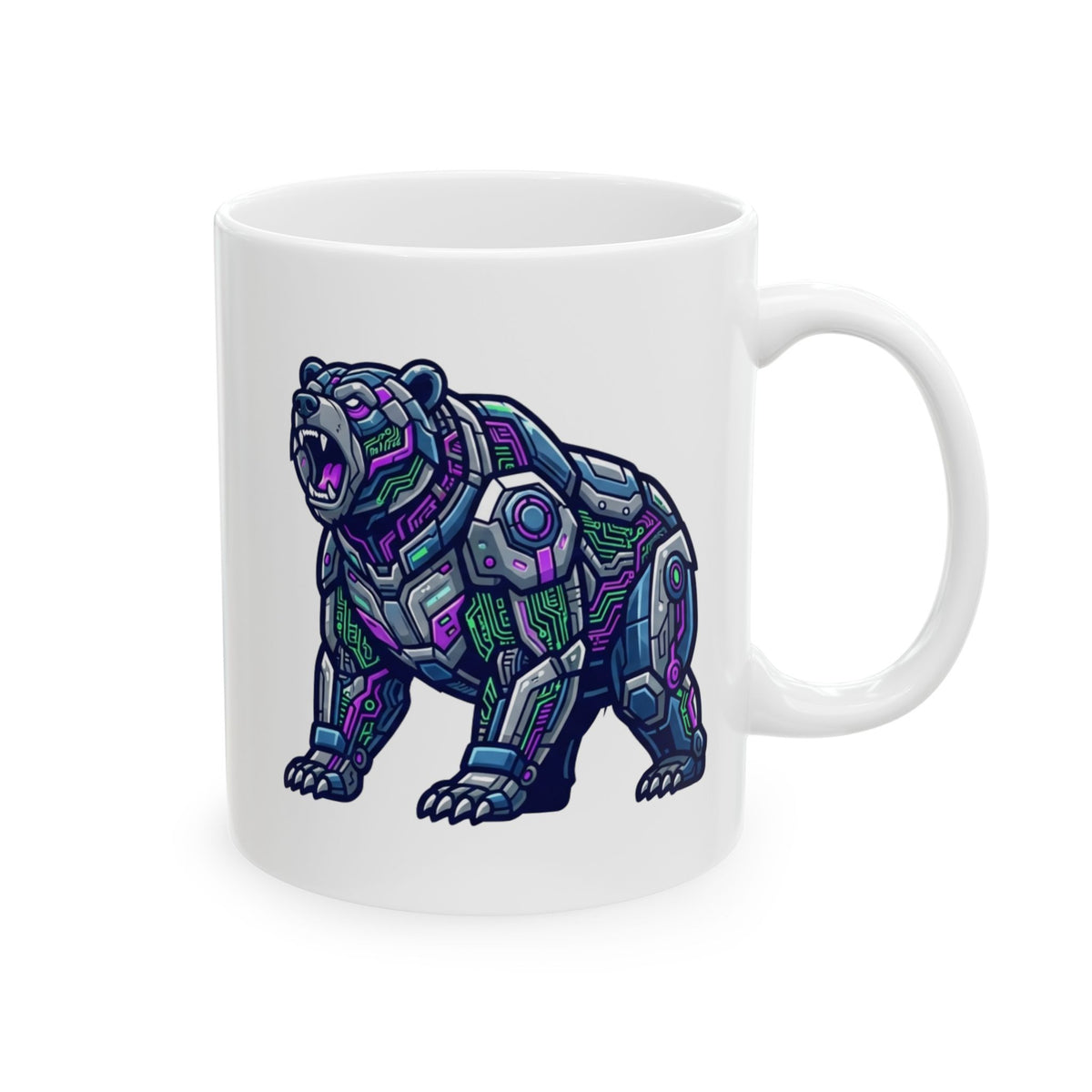 "Cyber Bear" White Ceramic Mug