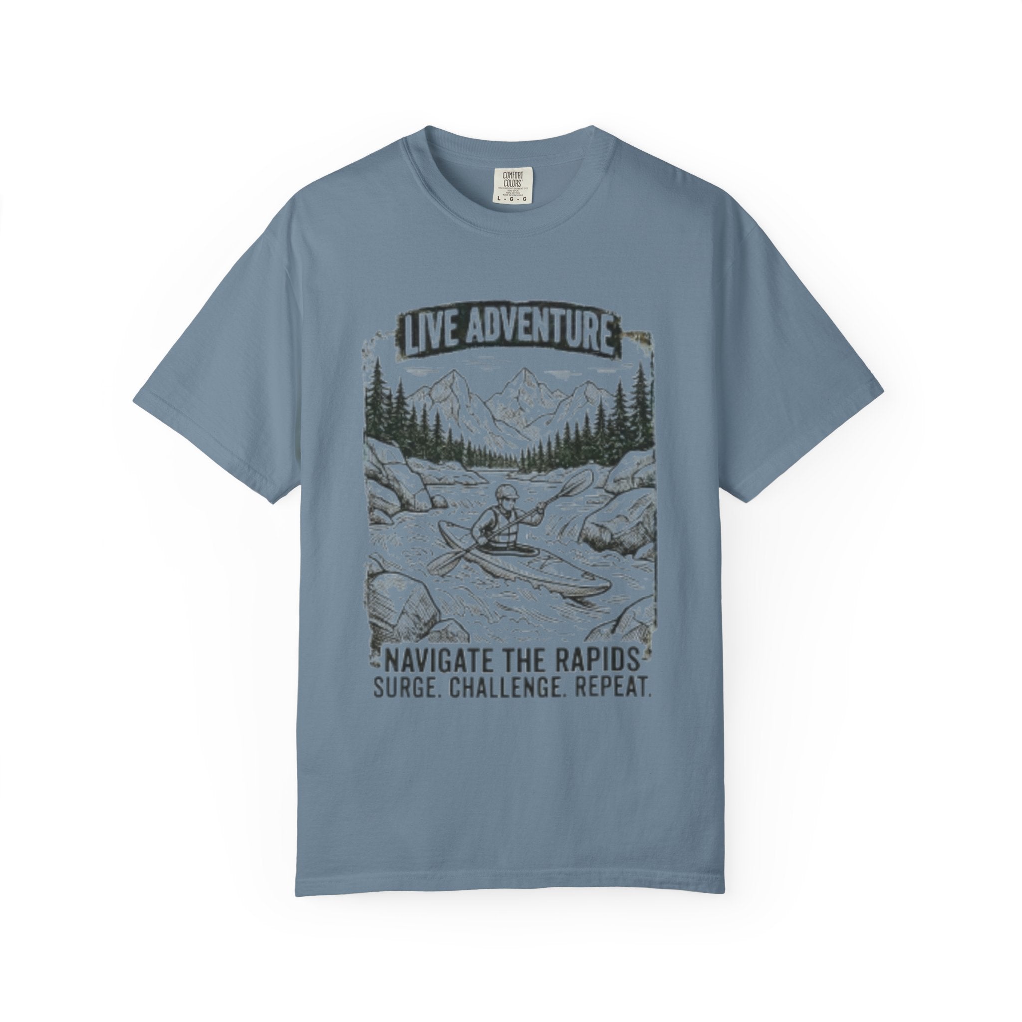 "Live Adventure - Kayak" Unisex Garment-Dyed Tee