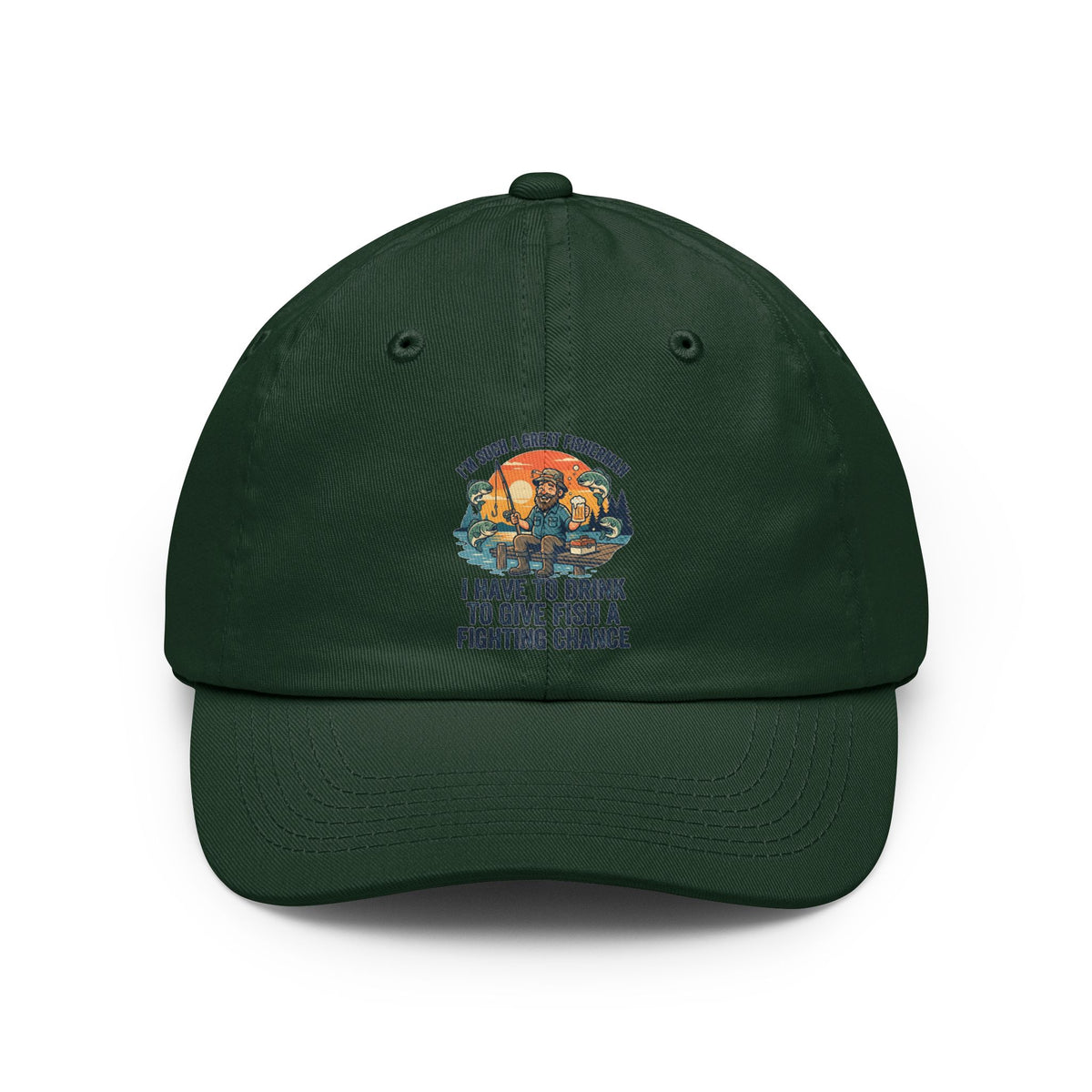 Color: Forest Green | Drink to Give Fish a Fighting Chance Dad Hat