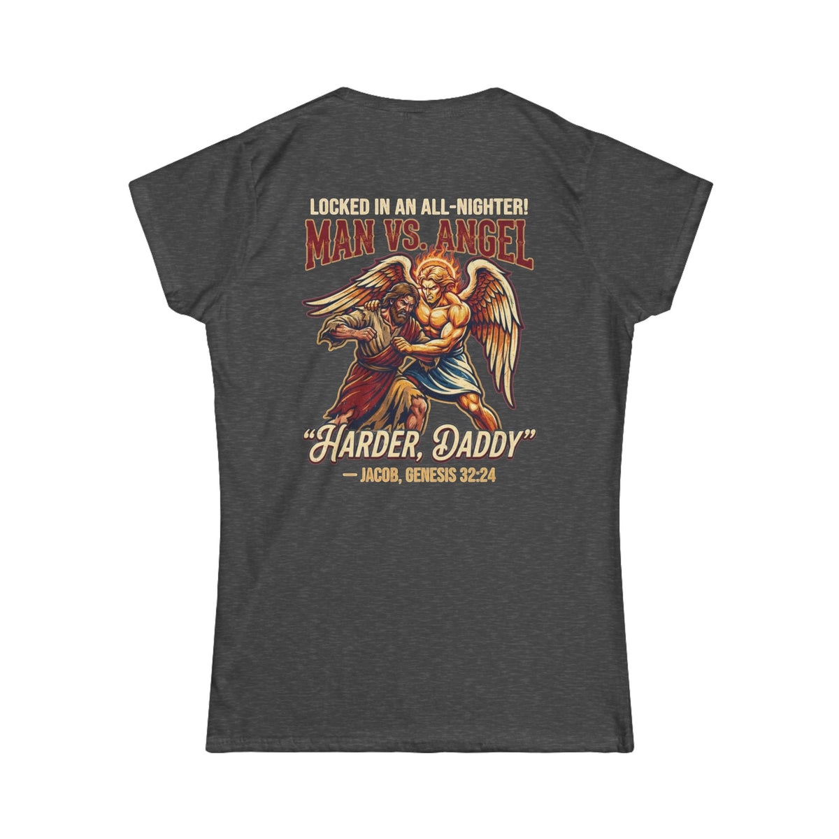 Color: Dark Heather | Good Book Series Man vs Angel Women's Tee