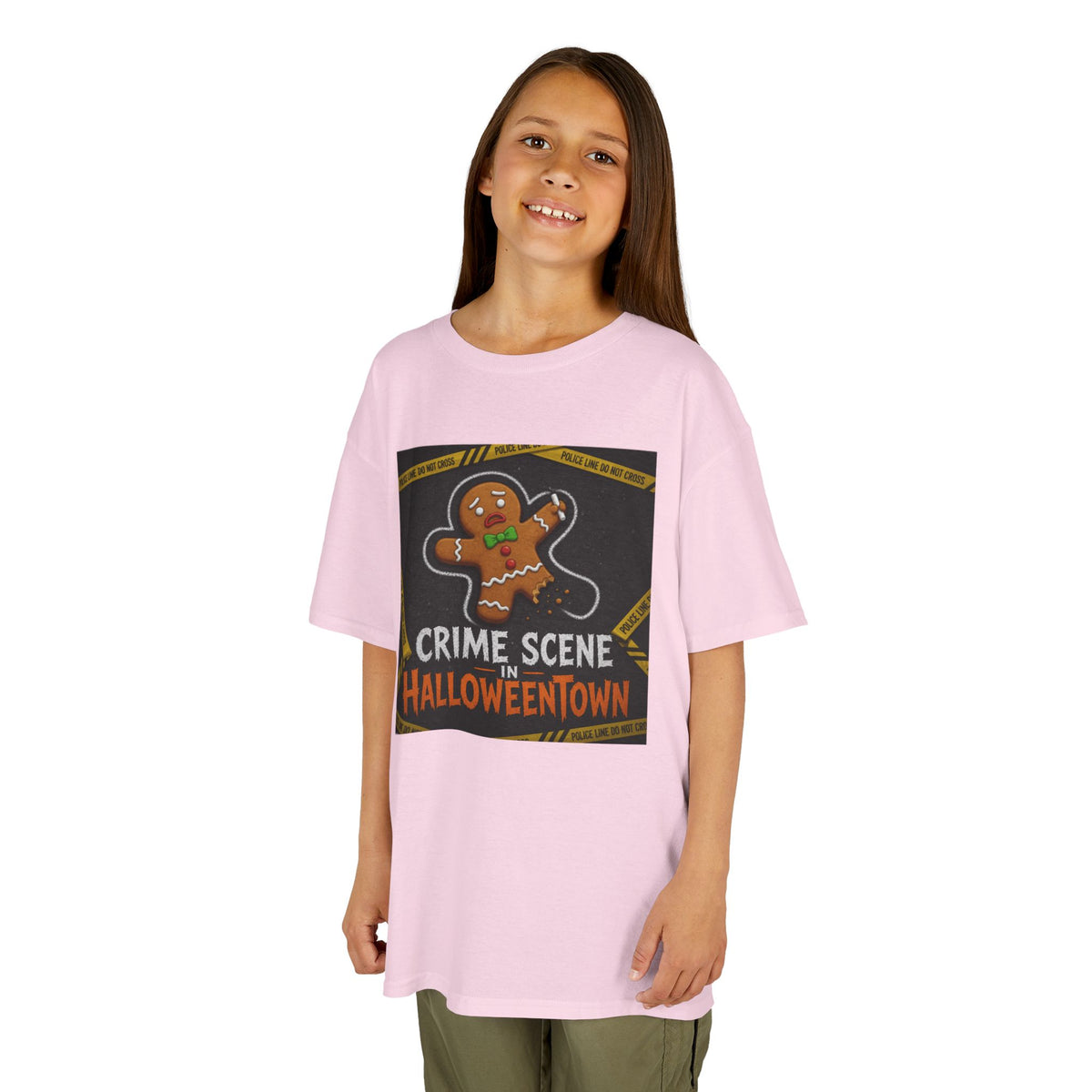 Color: Light Pink | Crime Scene in Halloweentown Kids Tee