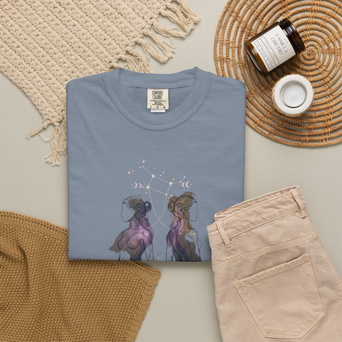 Gemini The Celestial Twins Unisex Garment-Dyed Tee