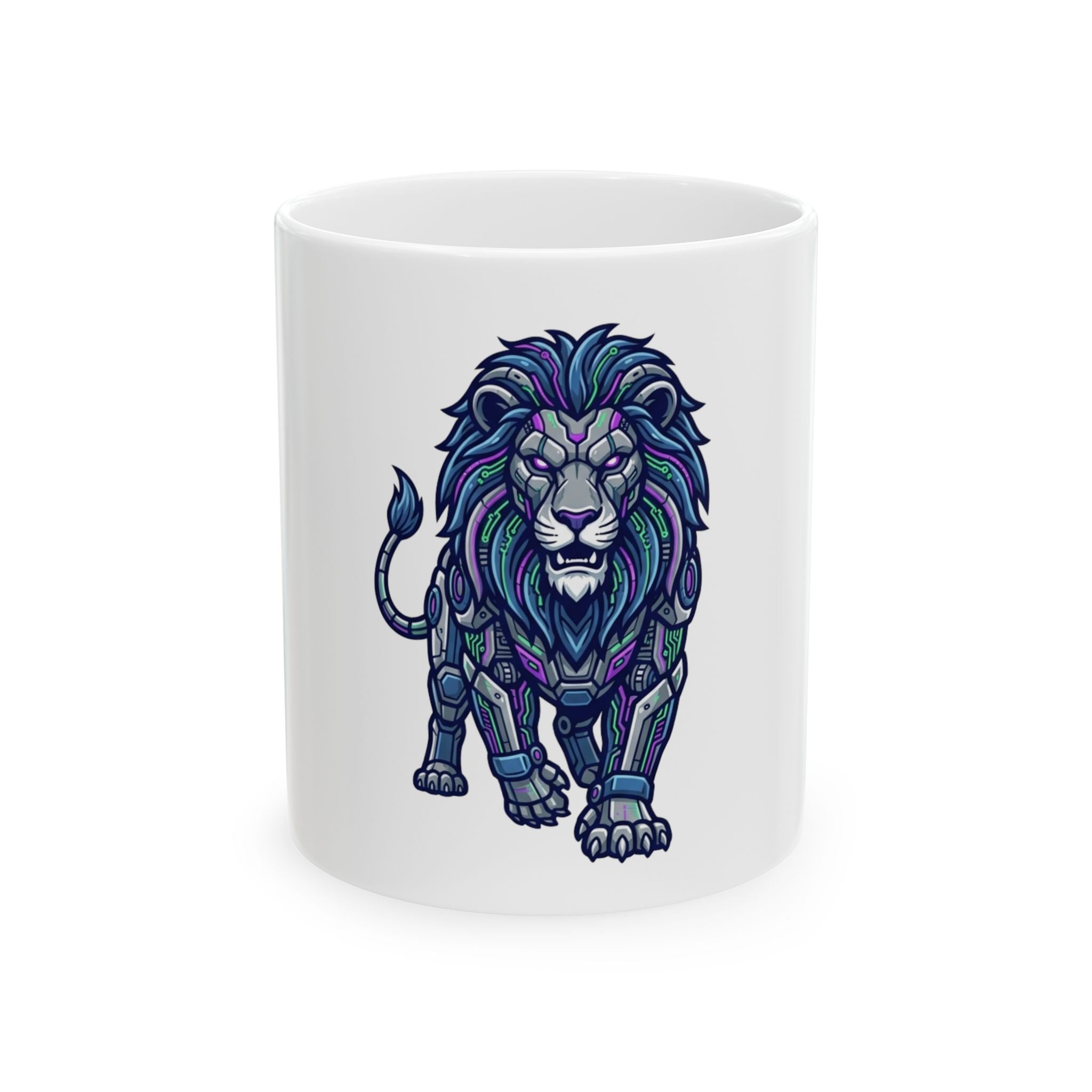 "Cyber Lion" White Ceramic Mug