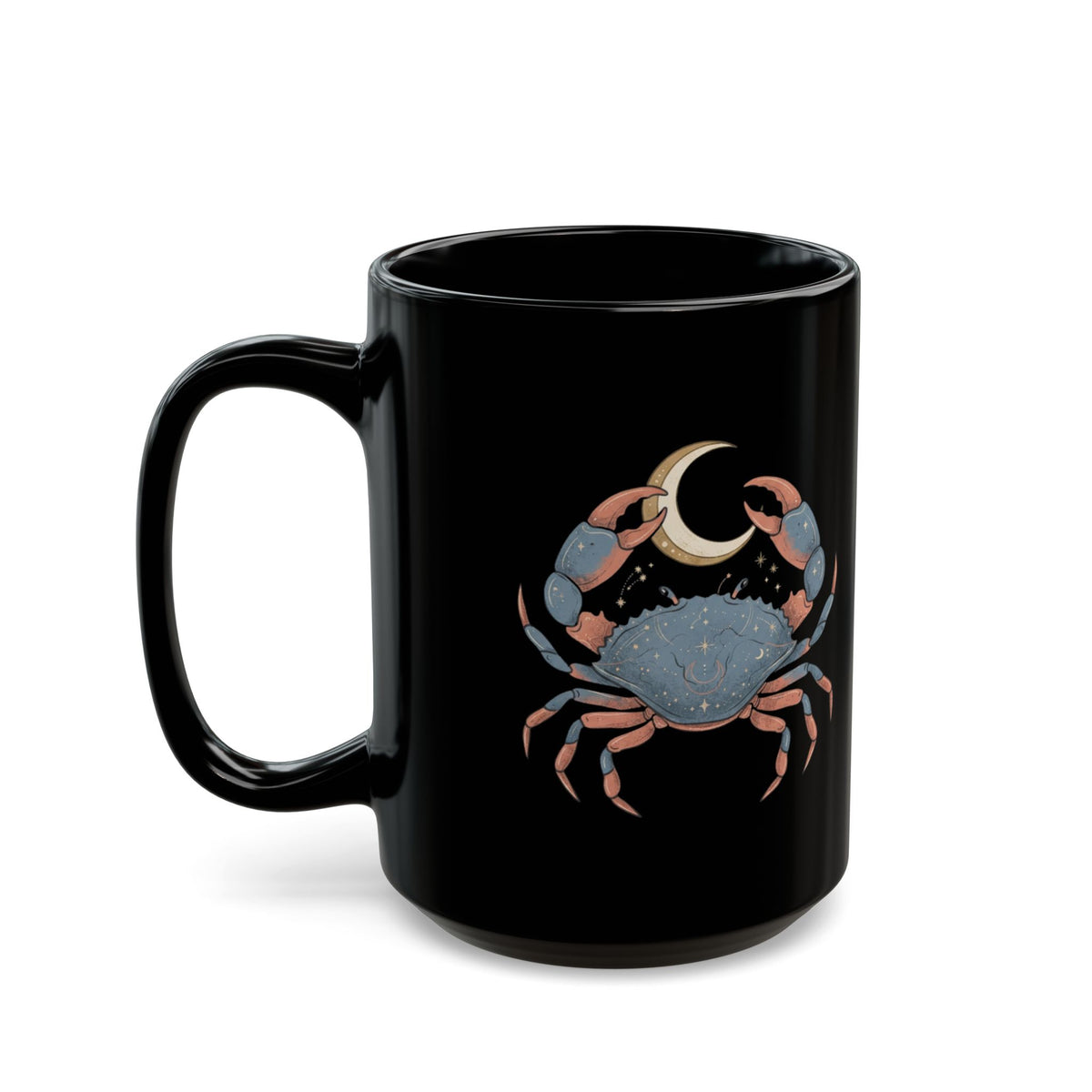 "Cancer The Moon Child Crab" Black Ceramic Mug