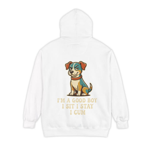 Color: White | I'm A Good Boy Garment-Dyed Hoodie