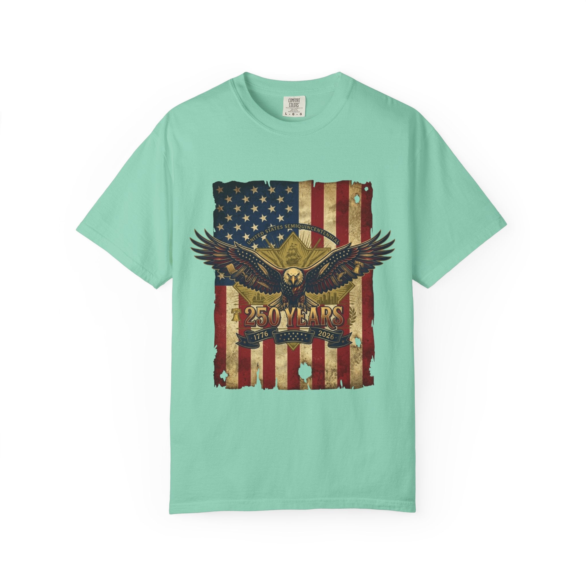 "Eagle and Flag 250 Years" Unisex Garment-Dyed Tee
