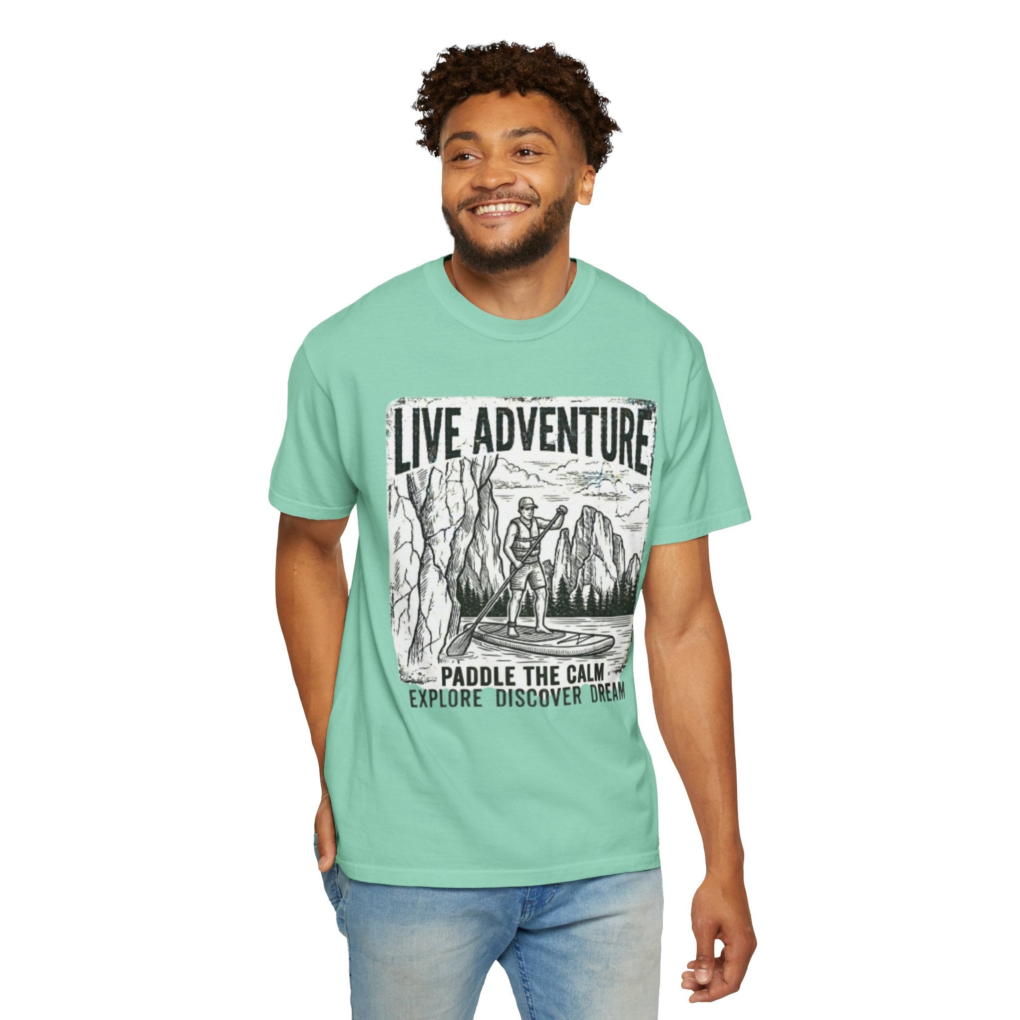 "Live Adventure - Paddle Board" Unisex Garment-Dyed Tee