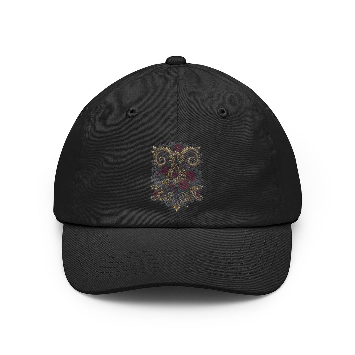 Color: Black | Floral Monogram Aries Dad Hat