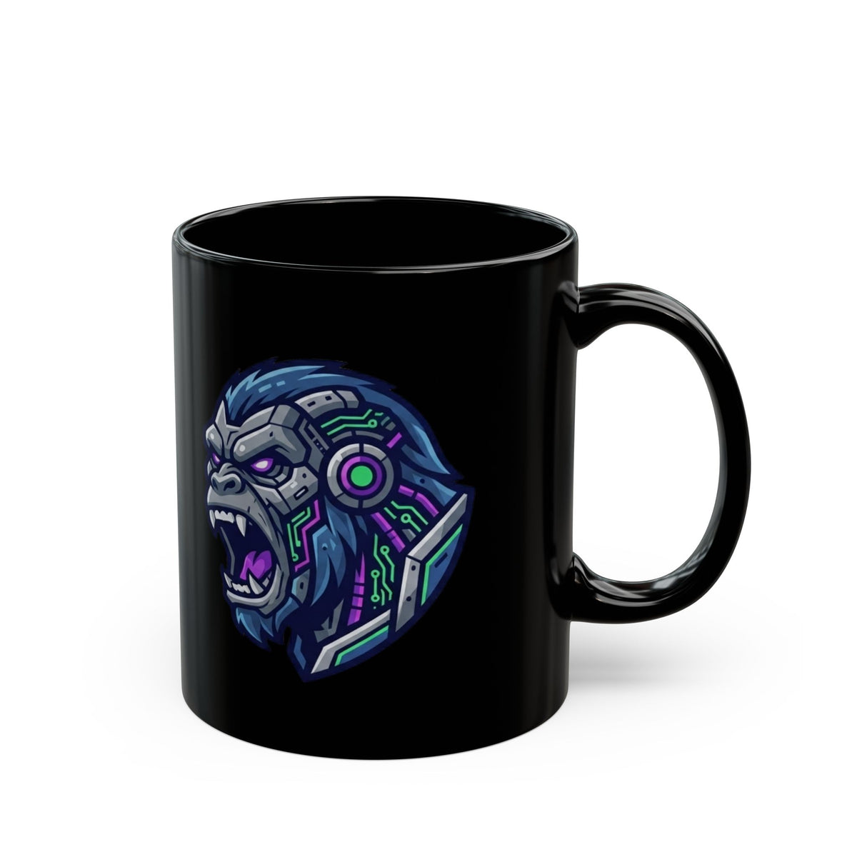 "Cyber Chimp" Black Ceramic Mug — Graphic