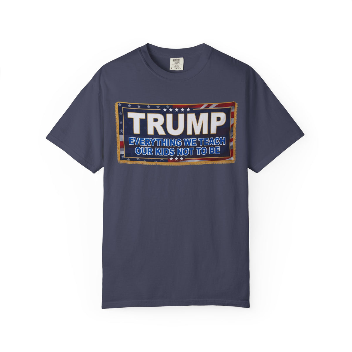 Color: Denim | Trump Teach Our Kids Unisex Garment-Dyed Tee