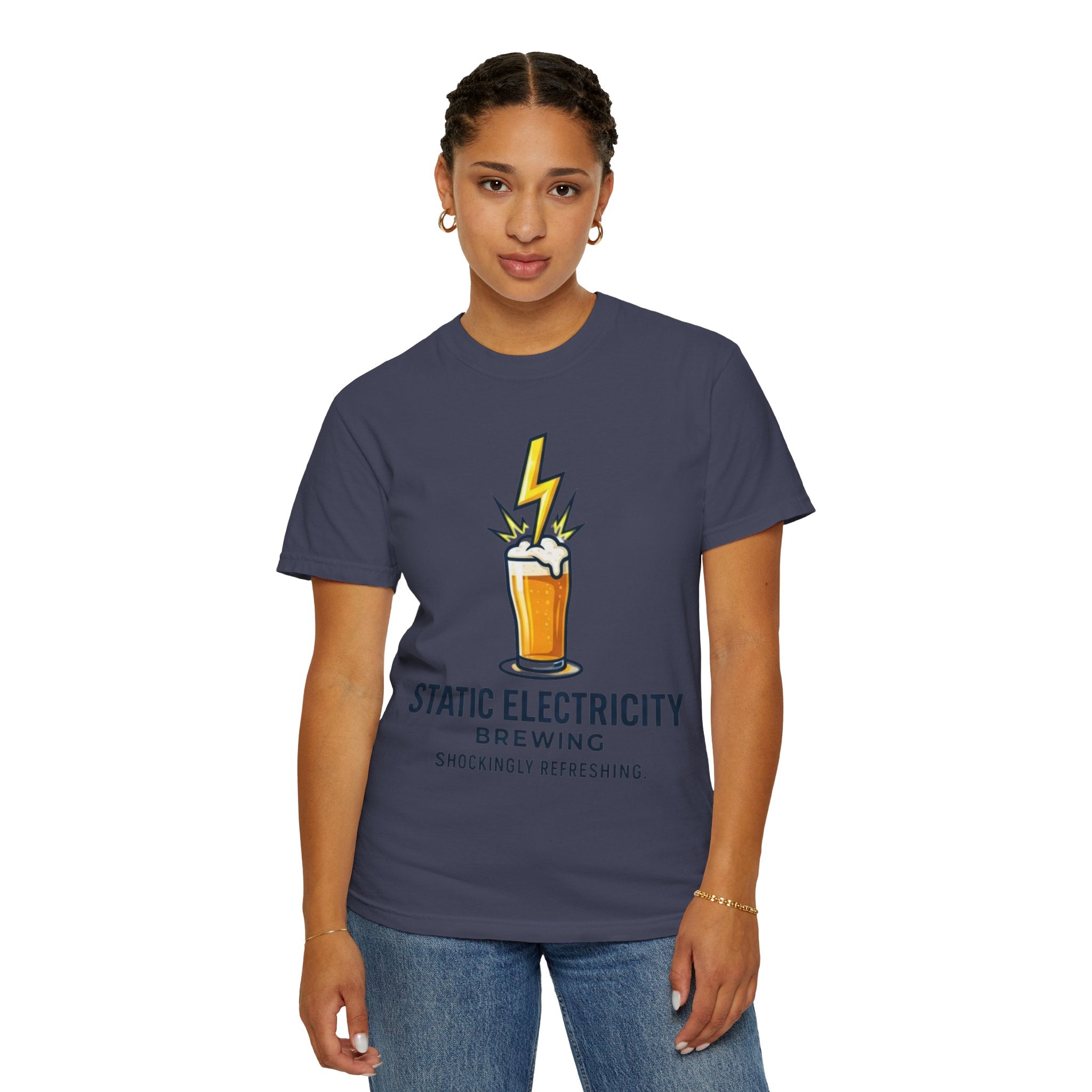 "Static Electricity Brewing" Unisex Garment-Dyed Tee