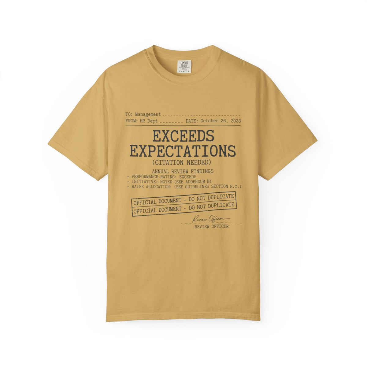 Color: Mustard | Exceeds Expectations Unisex Garment-Dyed Tee