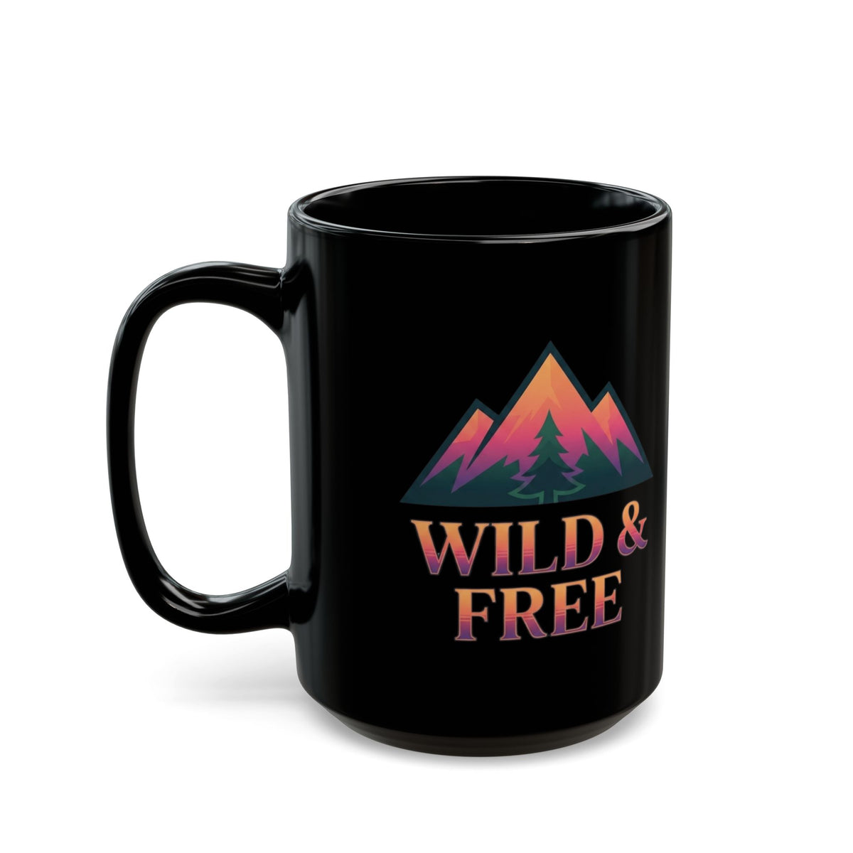 "Wild & Free" Black Ceramic Mug — Graphic